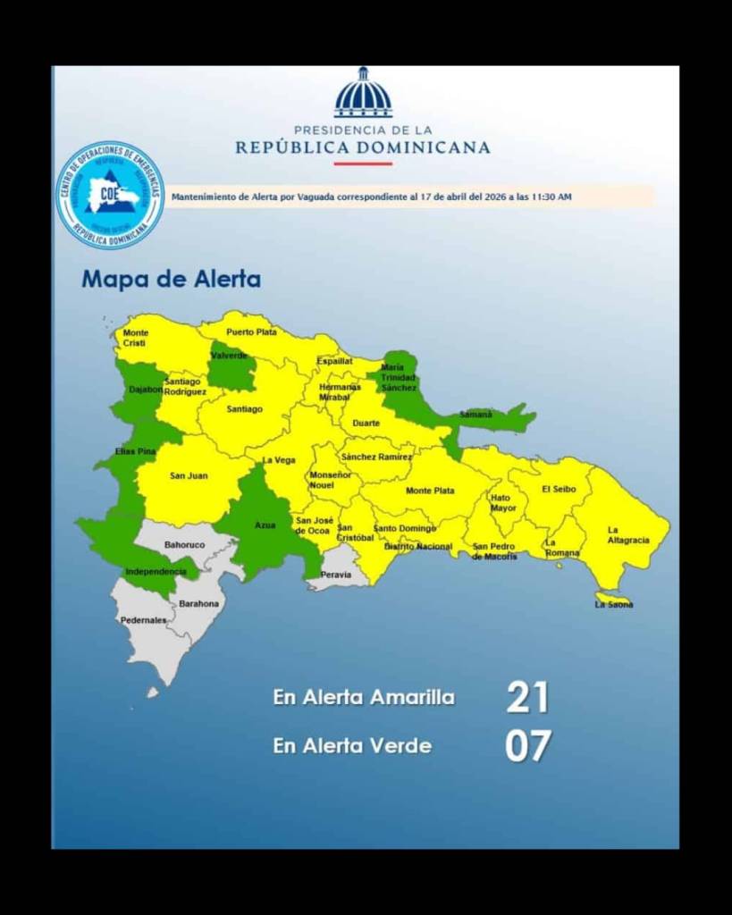 El COE mantiene 28 provincias en alerta por lluvias intensas previstas en las próximas horas