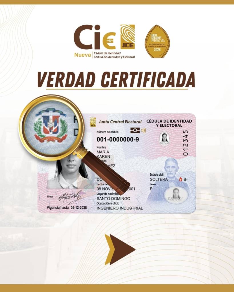 JCE desmiente rotundamente: El Escudo Nacional de la nueva cédula es oficial y protegido por la ley